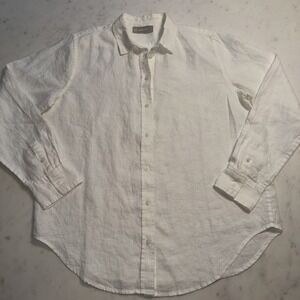 Everlane 100% linen Women's size 6 White Button Down Shirt modern minimalist